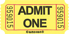 Yellow "Admit One" Ticket Roll, 2-inch, 1000 Pairs