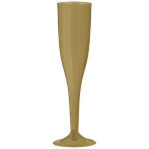 Plastic Reusable Champagne Flutes, Gold, 5-oz, 20-pk