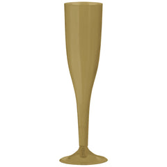 Plastic Reusable Champagne Flutes, Gold, 5-oz, 20-pk