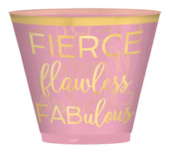 Fierce, Flawless, Fabulous Plastic Tumbler Cups, Pink, 9-oz, 30-pk
