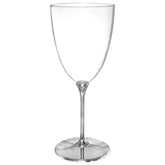 Plastic Reusable Wine Glasses, Clear/Silver, 7-oz, 20-pk