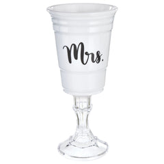 Mrs. Plastic Reusable Solo Cup with Stand, White, 15-oz