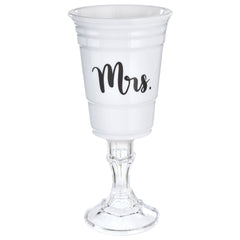 Mrs. Plastic Reusable Solo Cup with Stand, White, 15-oz