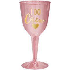 "I Do Crew" Plastic Wine Glass, Pink, 7-ounce, 16-pk