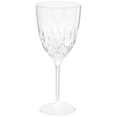 Crystal-Cut Plastic Reusable Wine Glasses, Clear, 8-oz, 20-pk