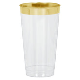 Clear/Gold Tumbler Cups, Plastic, 16 oz, 16-pk