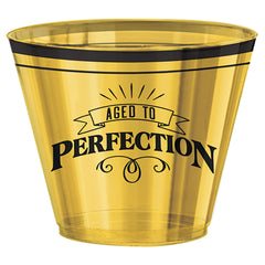 Aged to Perfection Plastic Tumbler Cups, Gold, 9-oz, 30-pk