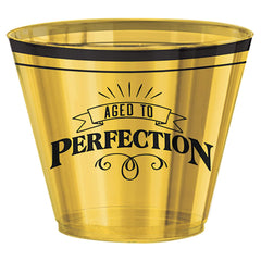Aged to Perfection Plastic Tumbler Cups, Gold, 9-oz, 30-pk