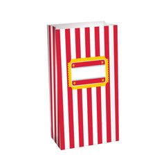 Movie Night Paper Treat Bags, Red/White, 6.5-inch, 10-pk