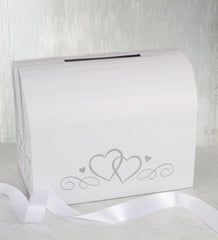 Hearts Cardholder Box, White, for Wedding