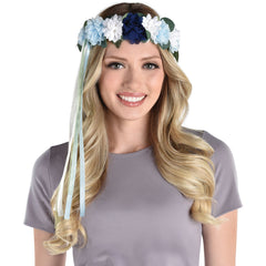 Mom To Be Flower Floral Crown, Blue/White, One Size