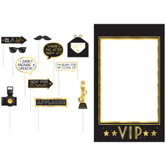 Awards Night Applause Scene Setter with Photo Props, Black/Gold, 17-inch, 11-pk