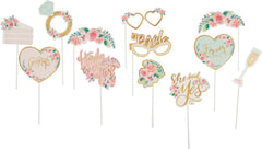 Mint to Be Photo Props, Gold/Mint, Floral, 6.5-inch, 13-pk