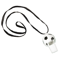 Soccer Blow Whistles with Lanyards, White/Black, One Size, 8-pk