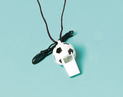 Soccer Blow Whistles with Lanyards, White/Black, One Size, 8-pk
