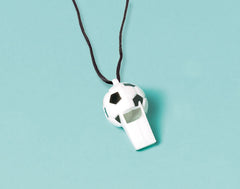 Soccer Blow Whistles with Lanyards, White/Black, One Size, 8-pk