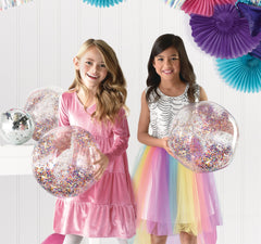 Glitter Sparkle Inflatable Beach Balls, Clear, 13-inch, 4-pk