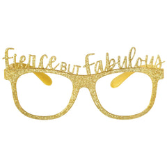 Golden Age Glitter Glasses, Fierce and Fabulous, Gold, One Size, 6-pk