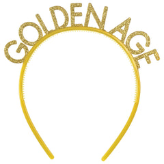 Golden Age Glitter Headband, Gold, One Size, Wearable Accessory for Birthdays, 6-pk