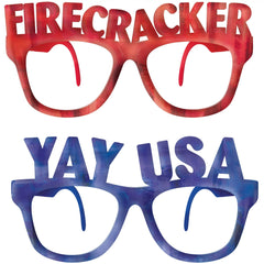 Patriotic Word Glasses Set - Firecracker & Yay USA