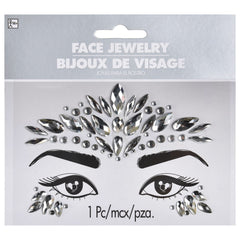 Self-Adhesive Face Jewel Stickers, Silver, One Size, Wearable Costume Accessory