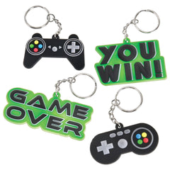 Level Up Game Over Keychains, Black/Green, 8-pk