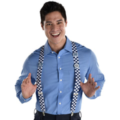 Future Dad Suspenders, Blue/White Checkered, One Size
