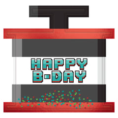 Pixel Party "Happy B-Day" Table & Wall Cutout Decoration, Red/Blue/Green, 16-inch