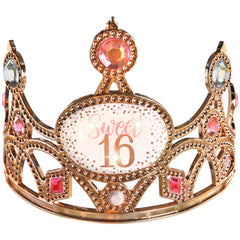 Sweet Sixteen Light-Up Bejeweled Tiara, Rose Gold, One Size