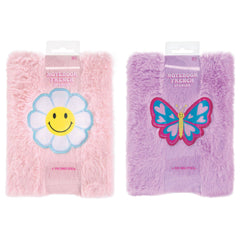 Delightful Fuzzy Notebooks - Smiley Flower & Butterfly Designs