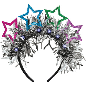 Starlight Light-Up Star Tinsel Headband, Multi-Color, One Size