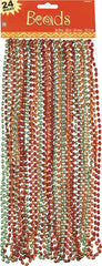 Beaded Necklaces, Red/Orange/Green, 17 inch, 24-pk