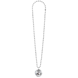 Silver Disco Ball Necklace, One Size, 6-pk