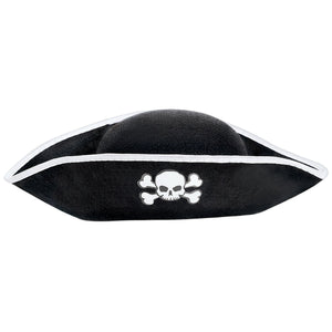 Pirate Hat, Skull & Crossbones, Black/White, One Size