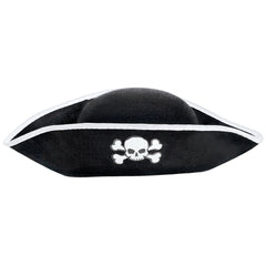 Pirate Hat, Skull & Crossbones, Black/White, One Size