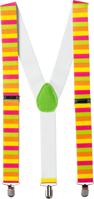 Neon Striped Y-Back Suspenders, Assorted Colors, One Size