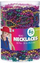 Rainbow Bead Necklaces, 30-inch, 50-Pack