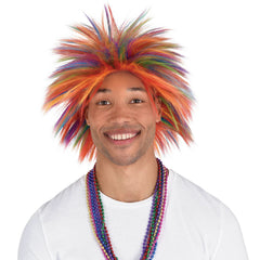 Vibrant Crazy Rocker Rainbow Wig, Shoulder Length, One Size