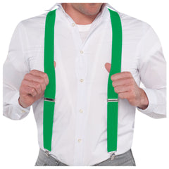 Festive Green Adjustable Y-Back Suspenders, One Size