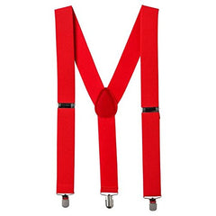 Bold Red Y-Back Suspenders - Adjustable Costume Accessory