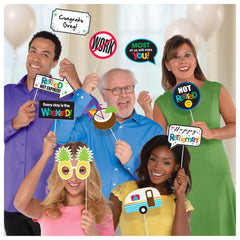 Happy Retirement Photo Booth Sign Props, 7-inch, 13-pk