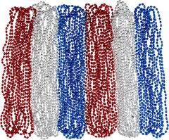 Bead Necklaces, Red/White/Blue, 50-pk