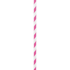 Bright Pink Striped Paper Straws, 8-inch, 50-pack