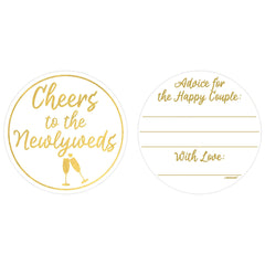 Cheers to the Newlyweds Cardboard Coasters, White/Gold, 3.5-inch, 40-pk