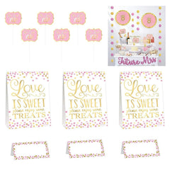 Love is Sweet Buffet Decorating Kit, Pink/Gold, 9-inch, 23-pk