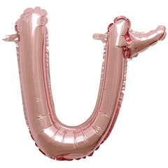 Rose Gold Script Letter U Foil Balloon, 8-in.