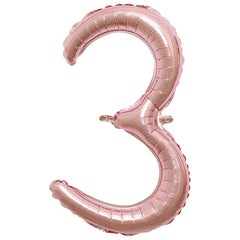 Rose Gold Script Number 3 Foil Balloon, 8-Inch