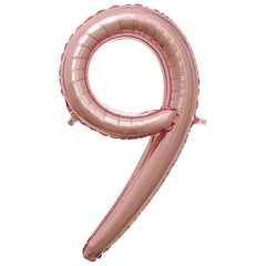 Rose Gold Script Number 9 Foil Balloon, 8-Inch