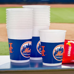 New York Mets 16oz Plastic Cups - MLB Official, 25-pk