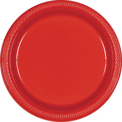 Elegant Apple Red 7-Inch Plastic Dessert Plates - 20 Pack
